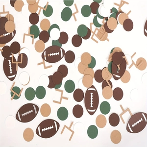 Pack de 100 confeti de fútbol americano con balones marrones y formas de portería