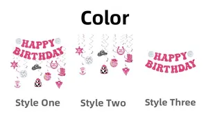 Rosa Disco-Cowboy-Partydeko Set mit Happy Birthday Banner und Spiral-Anhängern