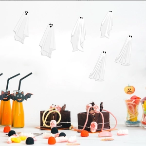 Halloween wall decals featuring six white ghost figures for festive party home decoration