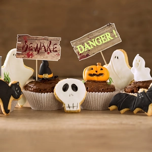 Halloween Party Kuchendekoration Set mit Geistern, Fledermäusen und Kürbissteckern