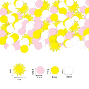Mixed sun and circle party confetti set in yellow, pink and white cardstock