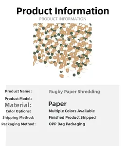 Detail view of American football themed confetti in green, white and brown paper