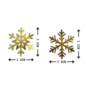 Golden and bronze snowflake metal ornaments for Christmas party table decor, 3.2cm size