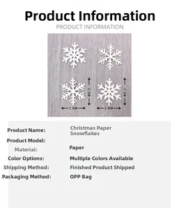 Detail view of 3D white snowflake paper confetti with precise dimensions for Christmas decor