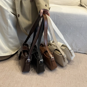 Minimalist PU leather underarm bags in five colors with adjustable silver metal buckles