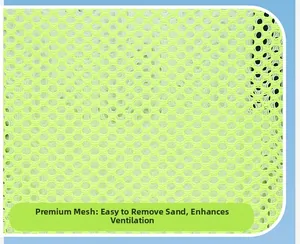 Detail of neon mesh fabric with hexagonal holes for sand drainage and ventilation