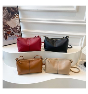 Minimalist crossbody bags set in red black brown beige with litchi texture and top handle
