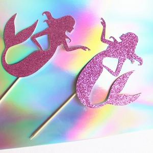 Glitzernde rosa Meerjungfrau Kuchendekoration für Geburtstagsfeiern und Desserts