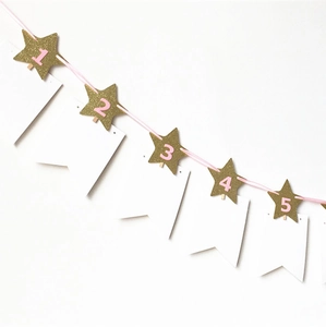 Banderole photo étoile dorée brillante avec numéros 1-5 pour décor de premier anniversaire