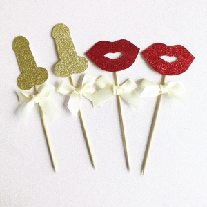 Décorations de gâteaux Bride to be avec lèvres pailletées et formes dorées et nœuds
