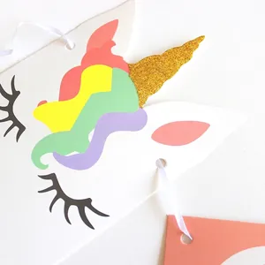 Glittery gold unicorn ONE high chair banner for baby first birthday party decoration