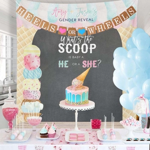 Heels Or Wheels Gender Reveal Party Banner Kraft Paper Bunting Garland For Baby Shower Decorations Photo Props Ornament
