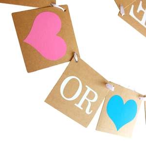 Vintage kraft paper Heels or Wheels banner for gender reveal party decoration