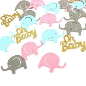 Elephant Theme Baby Shower Confetti For Birthday Party Table Decor Pink Blue Grey Gold Glitter Boy Girl Paper Confetti