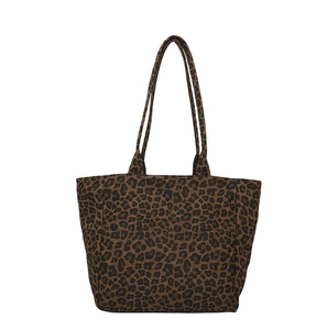 Classic leopard print tote bag with thick canvas fabric and dual shoulder straps