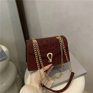 Sac Bandoulière Chaîne Imprimé Léopard Vintage Pour Femmes Rétro Suédine Petit Sac Carré Avec Fermoir Métallique Sac Porté Épaule