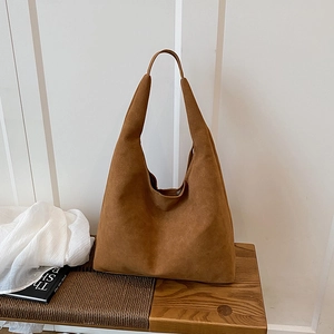 Large Capacity Tote Bag Matte Suede PU Leather Minimalist Hobo Shoulder Bag For Women Daily Fashion Chic Handbag