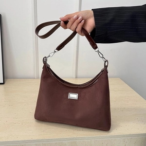 Sac Bandoulière Femme Rétro Minimaliste Texture Daim Cuir PU Grande Capacité Mode Sac Hobo Sac à Main Navettage Quotidien