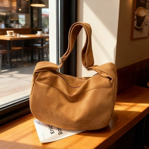 Sac Hobo Femme Grande Capacité en PU Texture Daim Sac Bandoulière Casual Minimaliste Sac à Main Mode Fermeture Éclair Quotidien