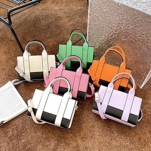 Stylish colorblock mini tote bags in various colors with crossbody straps for women