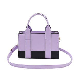 Minimalist purple and black contrast tote bag with adjustable shoulder strap