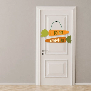Easter carrot wooden hanging sign with creative I do not carrot all pun for home door decor