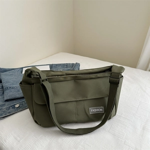Women Casual Nylon Crossbody Bag Multi-Pocket Lightweight Shoulder Bag Solid Color Messenger Bag With Adjustable Strap