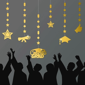 Herzlichen Glückwunsch Abschluss Girlande Glitzer Papier Banner Abschlusskappe Diplom Stern Abschlussfeier Party Dekoration