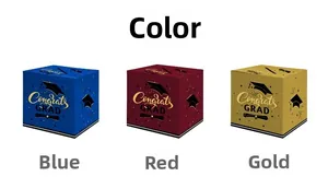 Three Graduation boxes in blue, red, and gold with Congrats GRAD text and card slots