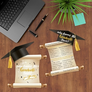 Graduation Party Game Cards Who Knows The Graduate Best Interactive Question Cards With Graduation Cap Tassel Decoration