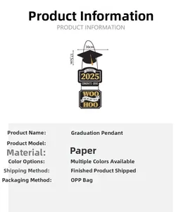 Detailed dimensions of paper graduation party hanging signs with 2026 cap designs