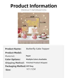 Detailansicht der 3D Schmetterling Kuchendekoration mit Happy Birthday Schild