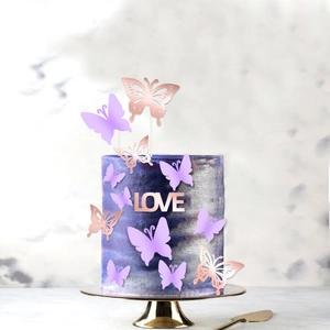 3D hollow butterfly cake topper set with rose gold LOVE sign for birthday party decor