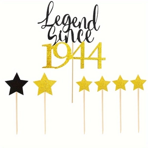 Décoration de gâteau Legend Since 1944 avec étoiles dorées pour fête d'anniversaire