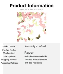 Pink and gold butterfly paper confetti set for party table decoration and wedding events