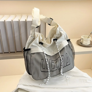 White nylon and mesh shoulder bag with ULTRA print for casual sports and outdoor use