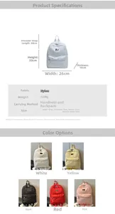 Detailed technical specifications and dimensions of the star print nylon school backpack
