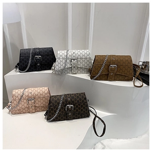 Detailed display of fashionable monogram crossbody bags in five elegant color variations