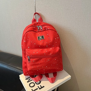 Women Fashion Nylon Backpack Star Print Large Capacity Daily Travel School Bag Casual Female Daypack With Front Pocket