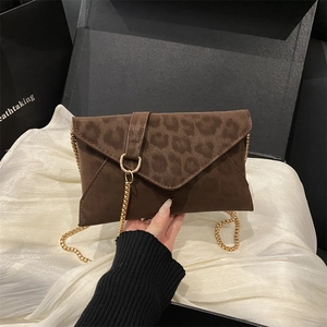 Borsa a Busta Maculata per Donna Pochette alla Moda in Camoscio Con Tracolla a Catena Dorata Borsa a Tracolla Casual Festa
