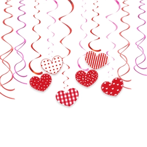 Red and pink heart hanging swirls decorations for Valentine party and room ornaments