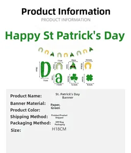 Close-up of glitter St. Patrick's Day banner featuring shamrocks and rainbow details