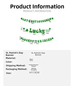 Dimensions détaillées de la guirlande Saint-Patrick en papier pailleté vert