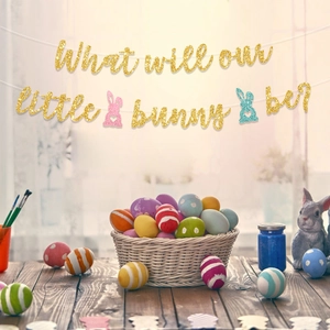 Hoppy Birthday Banner Glitzer Hase Girlande Wimpelkette Für Ostern Party Gender Reveal Baby Shower Dekoration