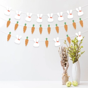 Easter bunny and carrot banner set for festive home wall hanging party decoration