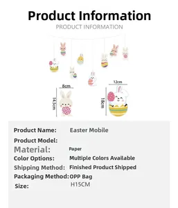 Detailed size specifications for hanging Easter paper bunny garland decorations