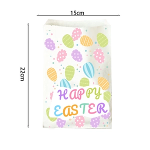 Oster-Geschenktüte aus Papier mit bunten Eiern und Happy Easter Text mit Maßen