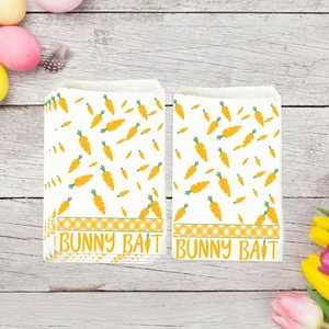 Ostern Kraftpapier Geschenktüten Mit Karotten Hasen Eiern Muster Bunny Bait Happy Easter Treat Bags Für Party Süßigkeiten