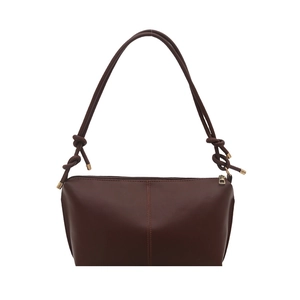 Sac fourre-tout marron foncé en similicuir avec bandoulière nouée et couture verticale pure