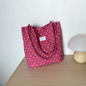 Sac fourre-tout à fleurs roses en tissu gaufré avec étiquette TIANYUN YCAI pour le trajet